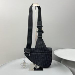 Replica Dior Saddle Bag Oblique Black - premium 1:1 fake handbag model