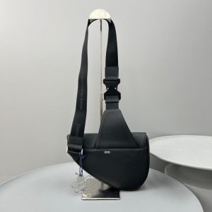 Replica Dior Saddle Bag Full Black Calfskin - 1:1 designer replica handbag