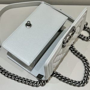 Replica CHANEL Le Boy Grey Silver - realistic designer-inspired fake bag