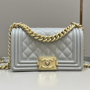 Replica CHANEL Le Boy Grey Gold - top-rated replica designer bag