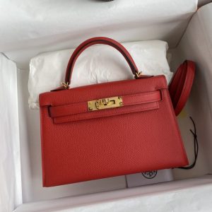 Replica Hermes Kelly Epsom Bright Red - top-tier luxury replica shoulder bag