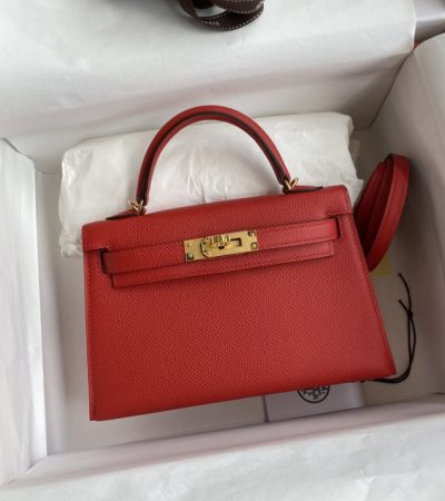 Replica Hermes Kelly Epsom Bright Red - top-tier luxury replica shoulder bag