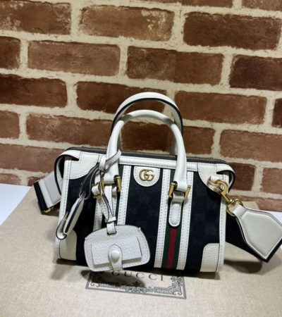 Replica Gucci Gucci Bauletto Top Handle White Black - top-rated replica designer bag
