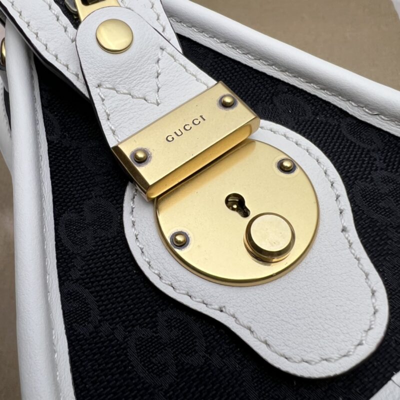 Replica Gucci Gucci Bauletto Top Handle White Black - top-rated replica designer bag