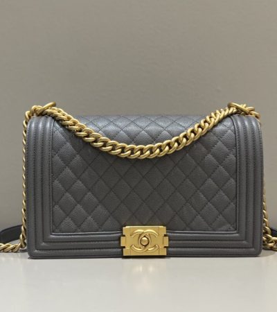 Replica CHANEL Le Boy Large Grey - elite superclone designer purse