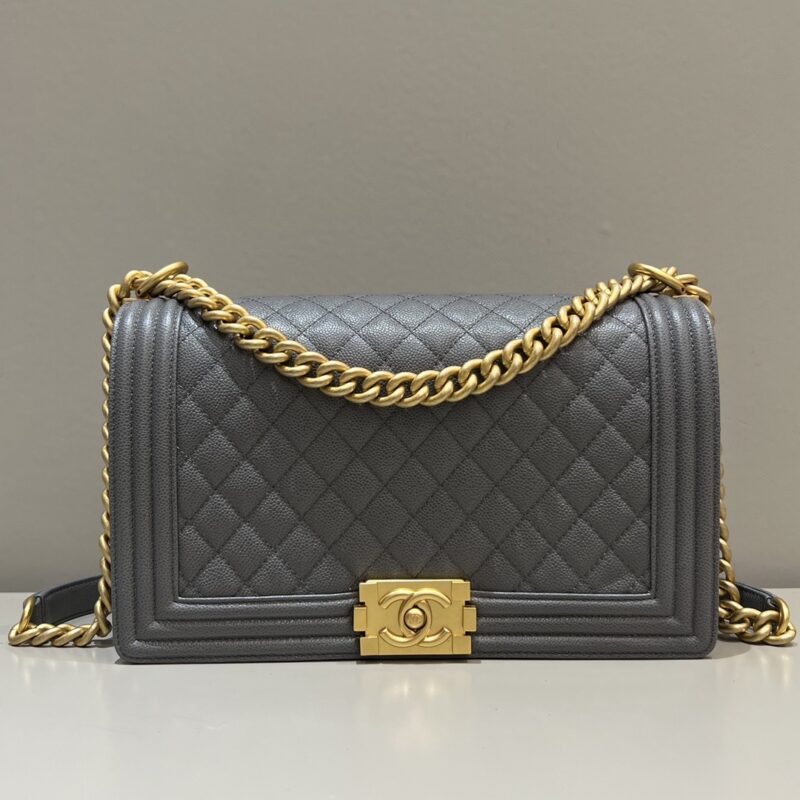 Replica CHANEL Le Boy Large Grey - elite superclone designer purse