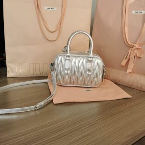 Replica Miu Miu Arcadie Small Silver - authentic-look luxury purse replica