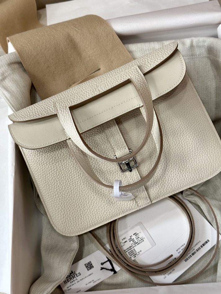 Replica Hermes Halzan White - top-tier luxury replica shoulder bag