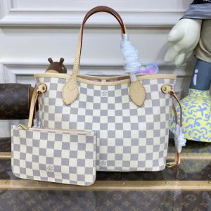Replica Louis Vuitton Neverfull MM White Grid - top-rated replica designer bag