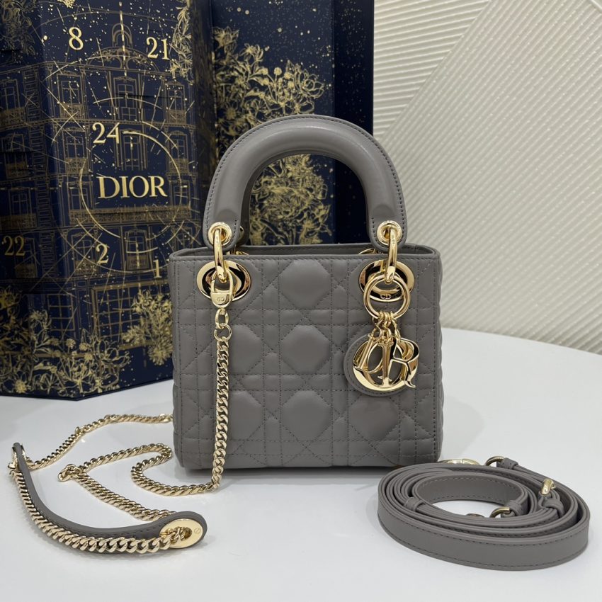 Replica Lady Dior Mini Stone Grey - elite superclone designer purse