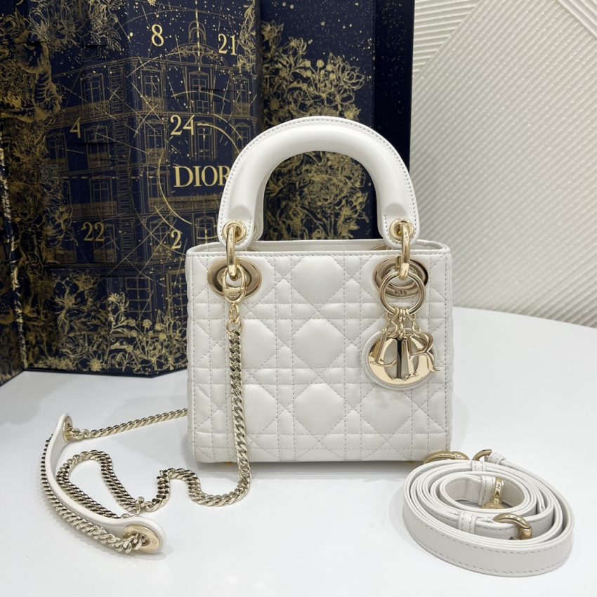 Replica Lady Dior Mini White - best quality luxury bag dupe