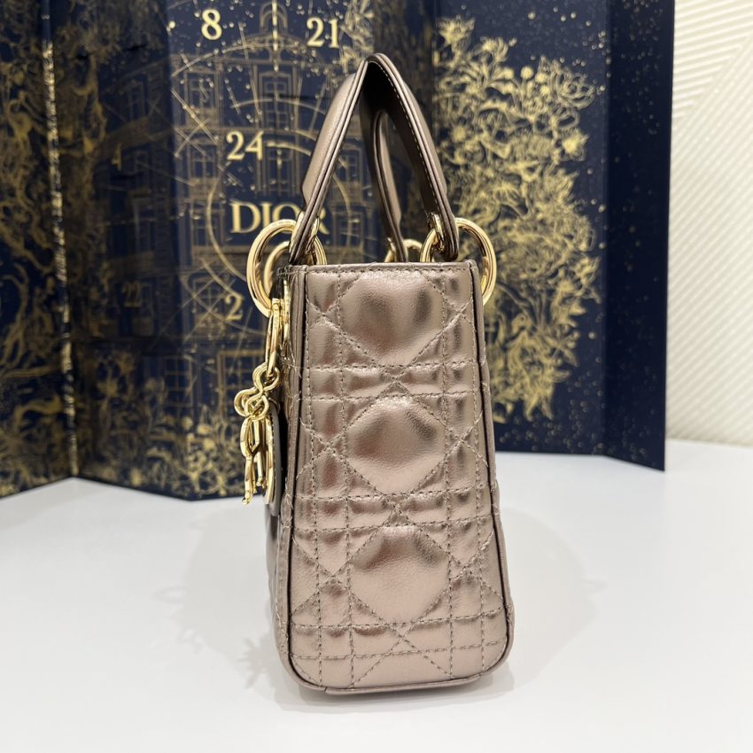 Replica Lady Dior Mini Golden-Tone Metallic - high-end fake designer purse