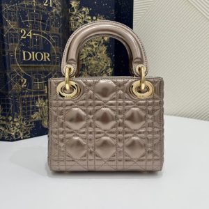 Replica Lady Dior Mini Golden-Tone Metallic - 1:1 designer replica handbag