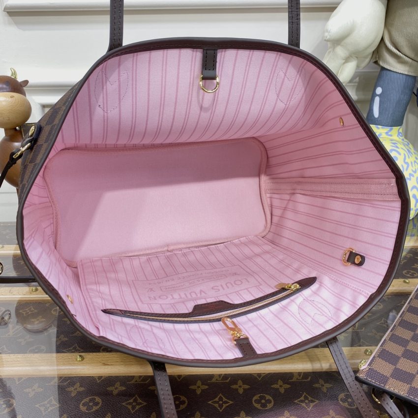 Replica Louis Vuitton Neverfull MM Grid Pink Inside - premium-grade designer purse dupe