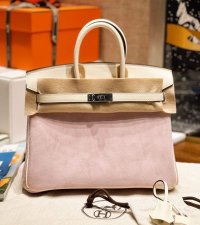 Replica Hermes Top Quality Replica Bag ShopPink Suede - near-authentic luxury replica handbag