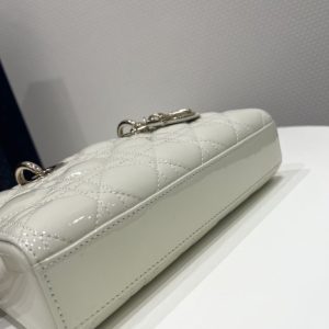 Replica Dior Lady D-Joy Bag White Patent - high-quality designer bag clone