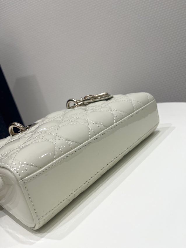 Replica Dior Lady D-Joy Bag White Patent - high-quality designer bag clone