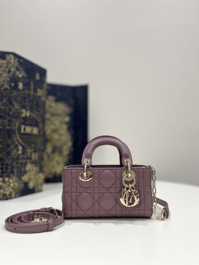 Replica Dior Lady D-Joy Mini Bag Dark Purple - authentic-look luxury purse replica