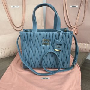 Replica Miu Miu Matelassé Tote Blue - authentic-look luxury purse replica