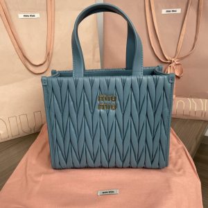 Replica Miu Miu Matelassé Tote Blue - high-end fake designer purse