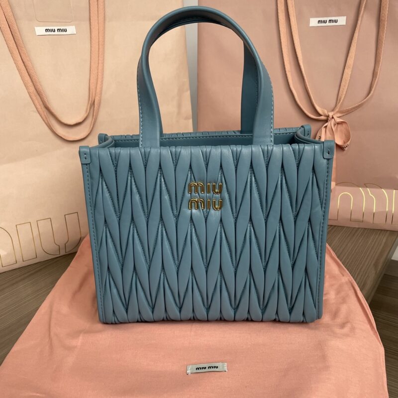 Replica Miu Miu Matelassé Tote Blue - high-end fake designer purse