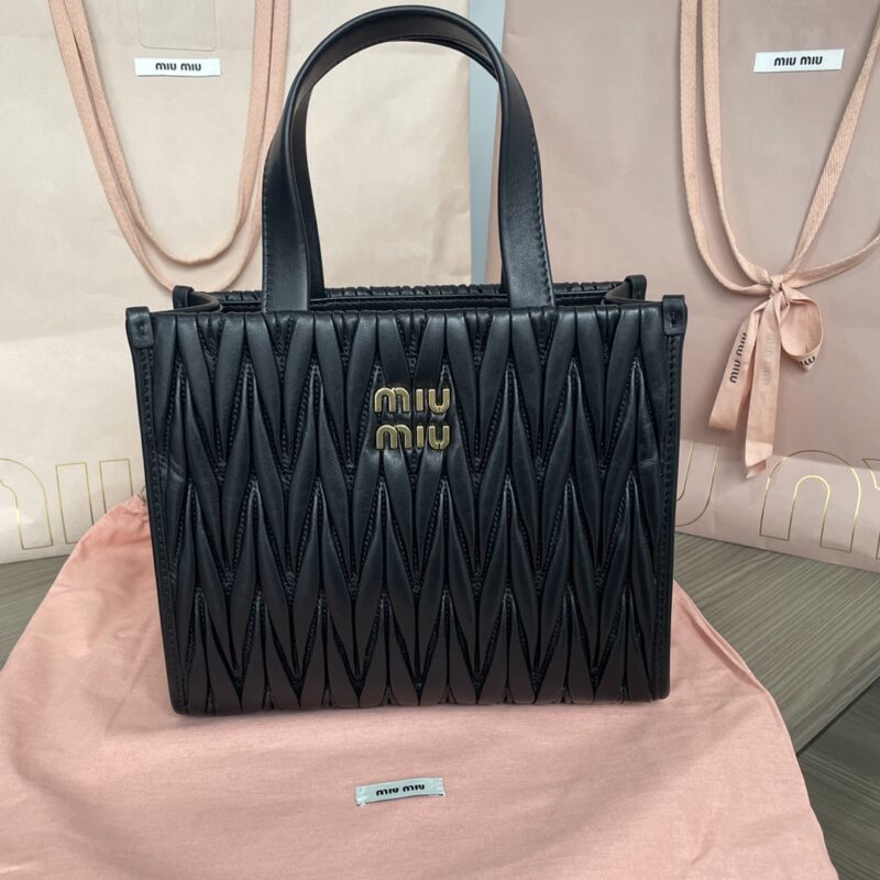 Replica Miu Miu Matelassé Tote Black - top-rated replica designer bag