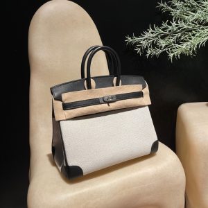 Replica Hermes Top Quality Replica Bag ShopSwift Black Silver - near-authentic luxury replica handbag