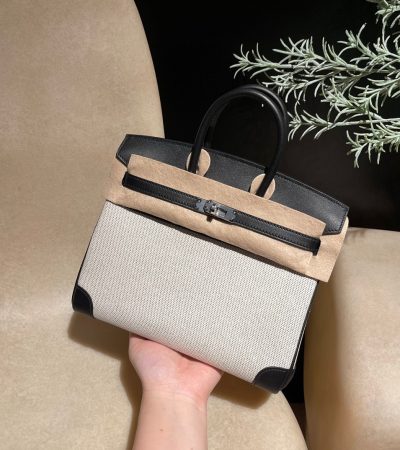 Replica Hermes Top Quality Replica Bag ShopSwift Black Silver - top-rated replica designer bag