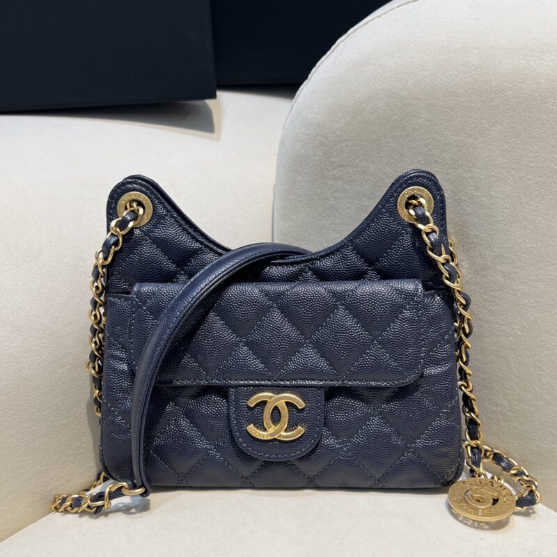 Replica CHANEL 23c Hobo Small Dark Blue - high-accuracy replica luxury purse