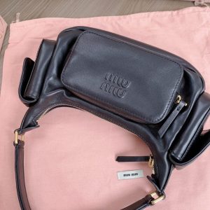 Replica Miu Miu Nappa Pocket Bag Black - high-end fake designer purse