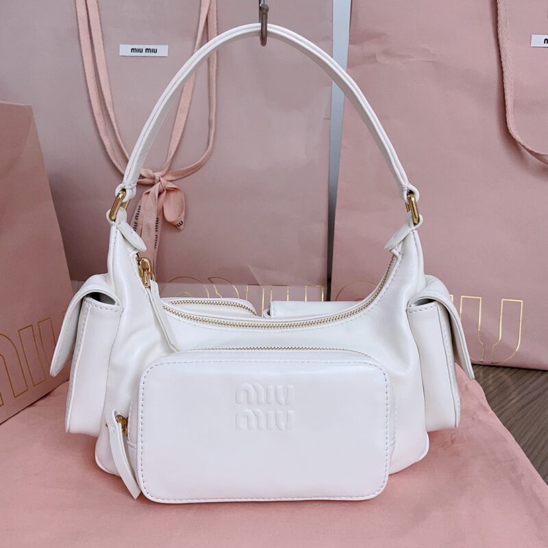 Replica Miu Miu Nappa Pocket Bag White - high-end fake designer purse
