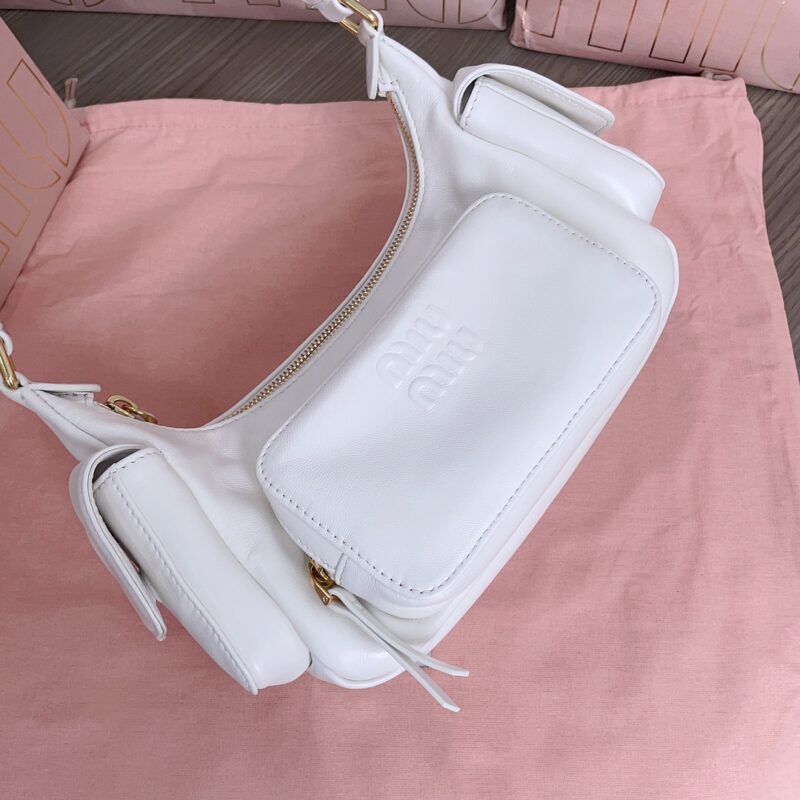 Replica Miu Miu Nappa Pocket Bag White - premium 1:1 fake handbag model