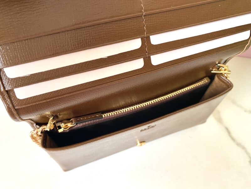 Replica Gucci Horsbet Chain Clutch Brown - 1:1 designer replica handbag