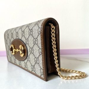 Replica Gucci Horsbet Chain Clutch Brown - 1:1 designer replica handbag