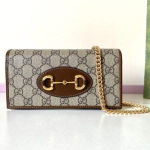 Replica Gucci Horsbet Chain Clutch Brown - high-end fake designer purse