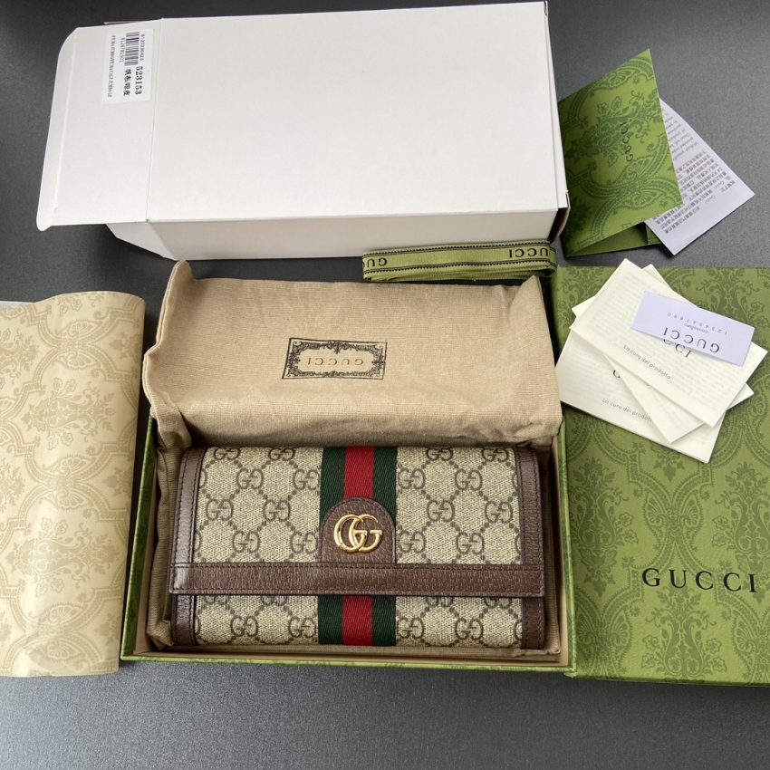 Replica Gucci Ophidia Long Wallet Brown - realistic designer-inspired fake bag