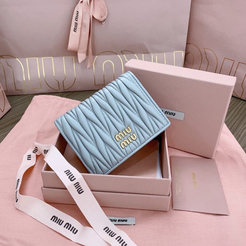 Replica Miu Miu Pocket Wallet Light Blue - authentic-look luxury purse replica
