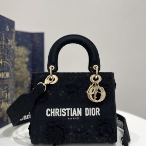 Replica Lady Dior D-Lite Chardons Black - high-end fake designer purse