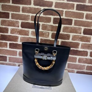 Replica Gucci Diana Medium Tote Bag Black - premium 1:1 fake handbag model