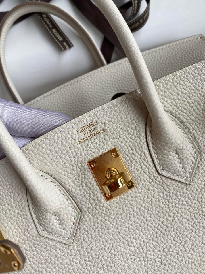 Replica Hermes Top Quality Replica Bag ShopWhite Togo Gold - authentic-look luxury purse replica