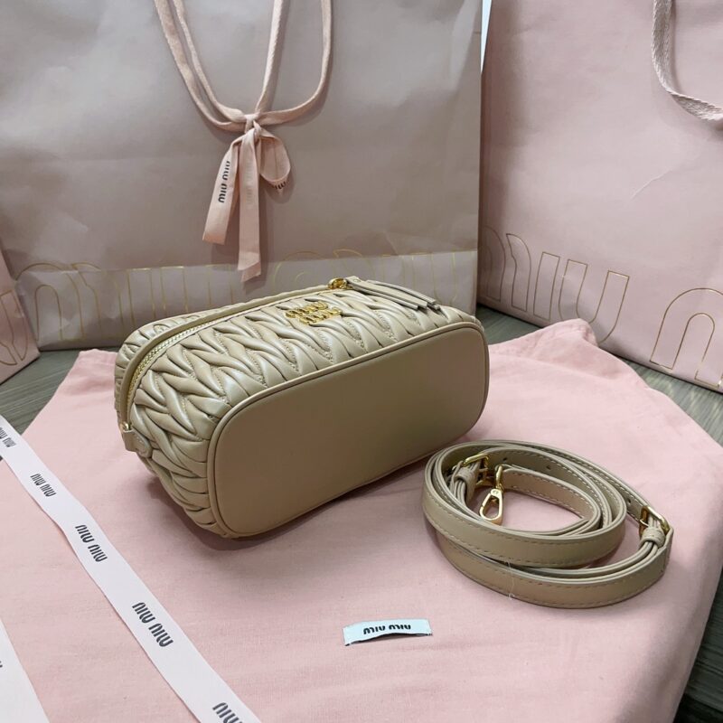Replica Miu Miu Cosmetic Bag Milk Tea - elite superclone designer purse