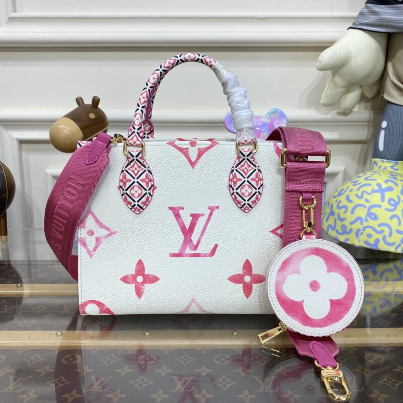 Replica LV OnTheGo PM Pink&White - top-tier luxury replica shoulder bag
