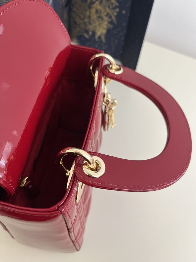Replica Lady Dior Mini Red Patent - high-end fake designer purse