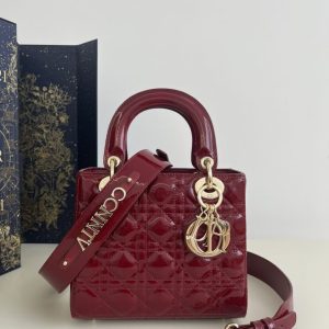 Replica Lady Dior Patent Red ABC - authentic-look luxury purse replica