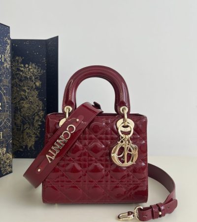 Replica Lady Dior Patent Red ABC - authentic-look luxury purse replica