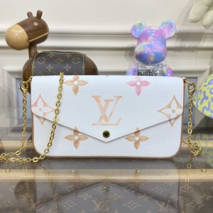 Replica Louis Vuitton Felicie Pochette White Apricot - authentic-look luxury purse replica