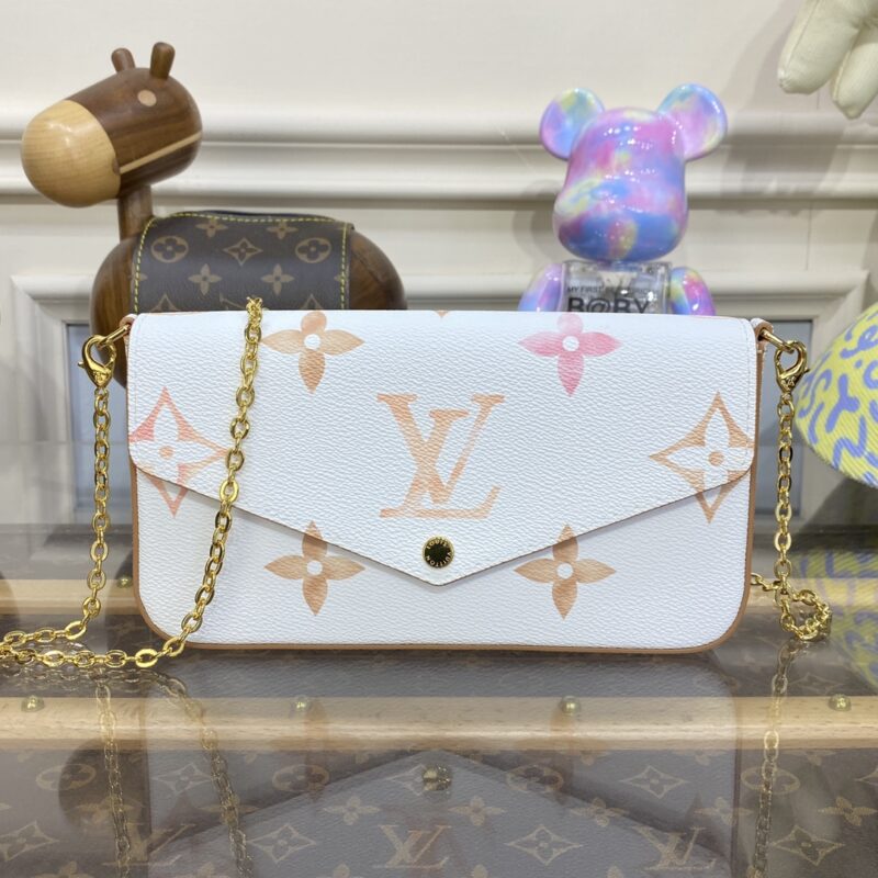 Replica Louis Vuitton Felicie Pochette White Apricot - authentic-look luxury purse replica