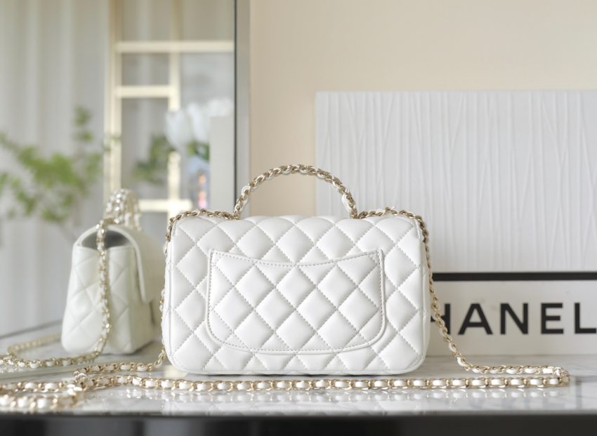 Replica CHANEL CF 20 cm Handle White - high-end fake designer purse