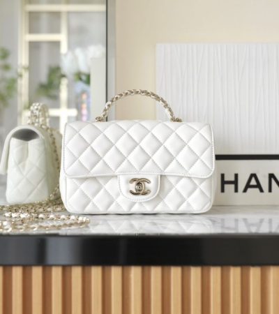 Replica CHANEL CF 20 cm Handle White - high-end fake designer purse