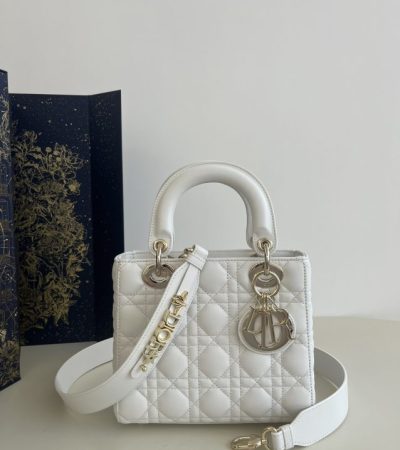 Replica Dior Lady Dior White ABC - ultra-realistic fake designer tote